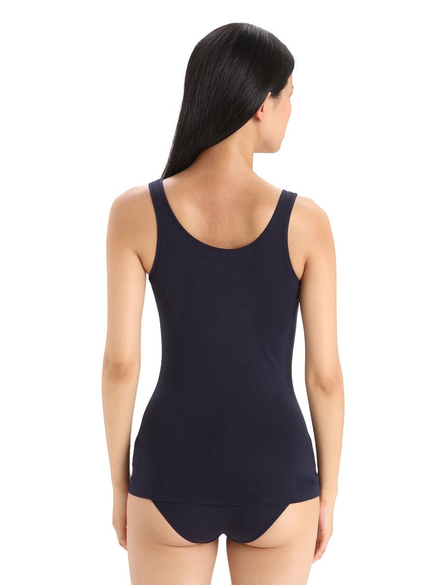 Women's Icebreaker Merino Siren Tank Top Underwear Midnight Navy | CA 1235EBCX